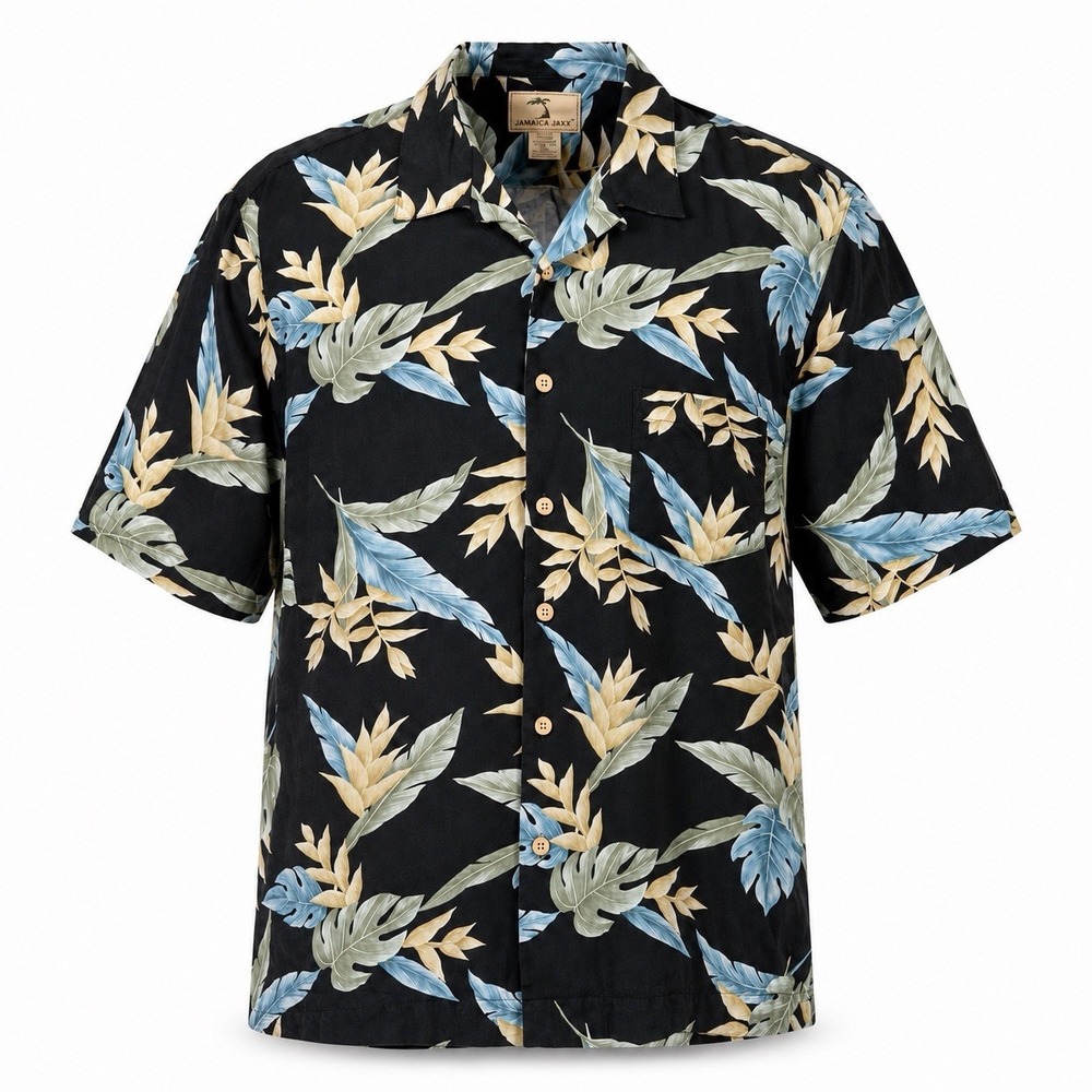 Jamaica Jaxx 100% Silk Hawaiian Tropical Short Sleeve Shirt Button Up Size 2XL